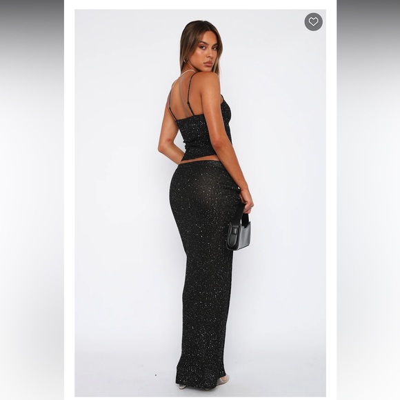 White Fox Boutique Black sequin/glitter/shimmer skirt + top size small SET NWOT - Picture 2 of 2